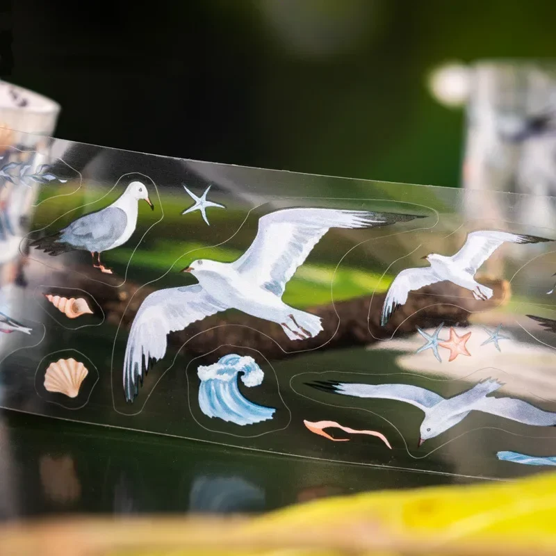 1Roll PET Background Adhesives Writing Tape Birds in the Clouds Series Material Decoration Bird Stickers Scrapbook cut 45mm*2m 4