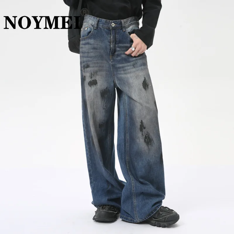 

Джинсы NOYMEI мужские прямые в американском стиле, уличная одежда с брызгами чернил, стирка «тюбик», лето 2024