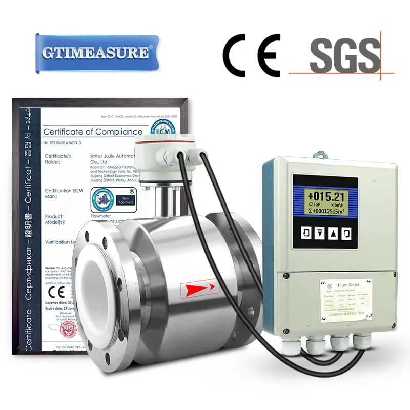 เครื่องวัดการไหลของแม่เหล็กไฟฟ้าจอแสดงผลระยะไกลเครื่องวัดการไหลของแม่เหล็กสำหรับน้ำเสียน้ำเสียน้ำเสีย 1