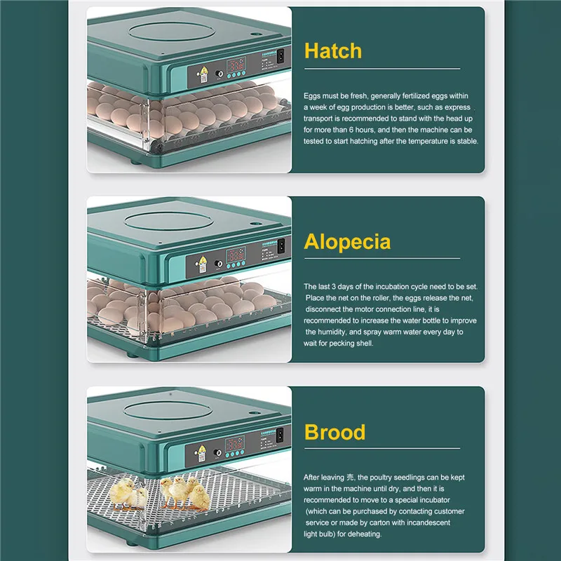 EU/UK Egg Incubator with Automatic Egg Turning and Humidity Monitoring Mini Duck Incubator With Automatic Water Ionic Waterbed egg incubator