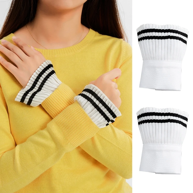 Skirt Sweater Pleated Fake Sleeve Universal Wrist Cuffs Solid Color Decorative Sleeves Woman Wrist Clothing Accessory