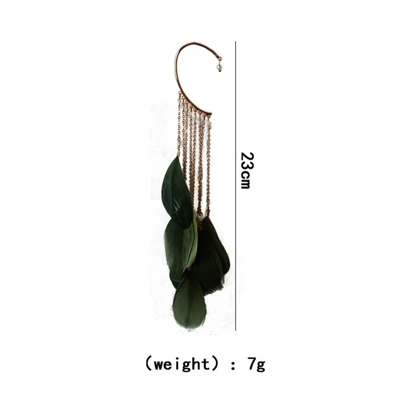 Ear Clip Earrings Clip Earrings Ear Clip Ear Accessories Bohemian Colour Feather Ear Hook Clip on Earrings Without Piercing Women Accessories Long Tassels Cuff Earring Jewelry