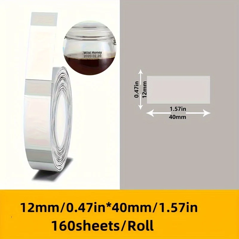 투명 12x40mm D30 호환 라벨 - 화장품 브랜딩용 투명 감열 테이프