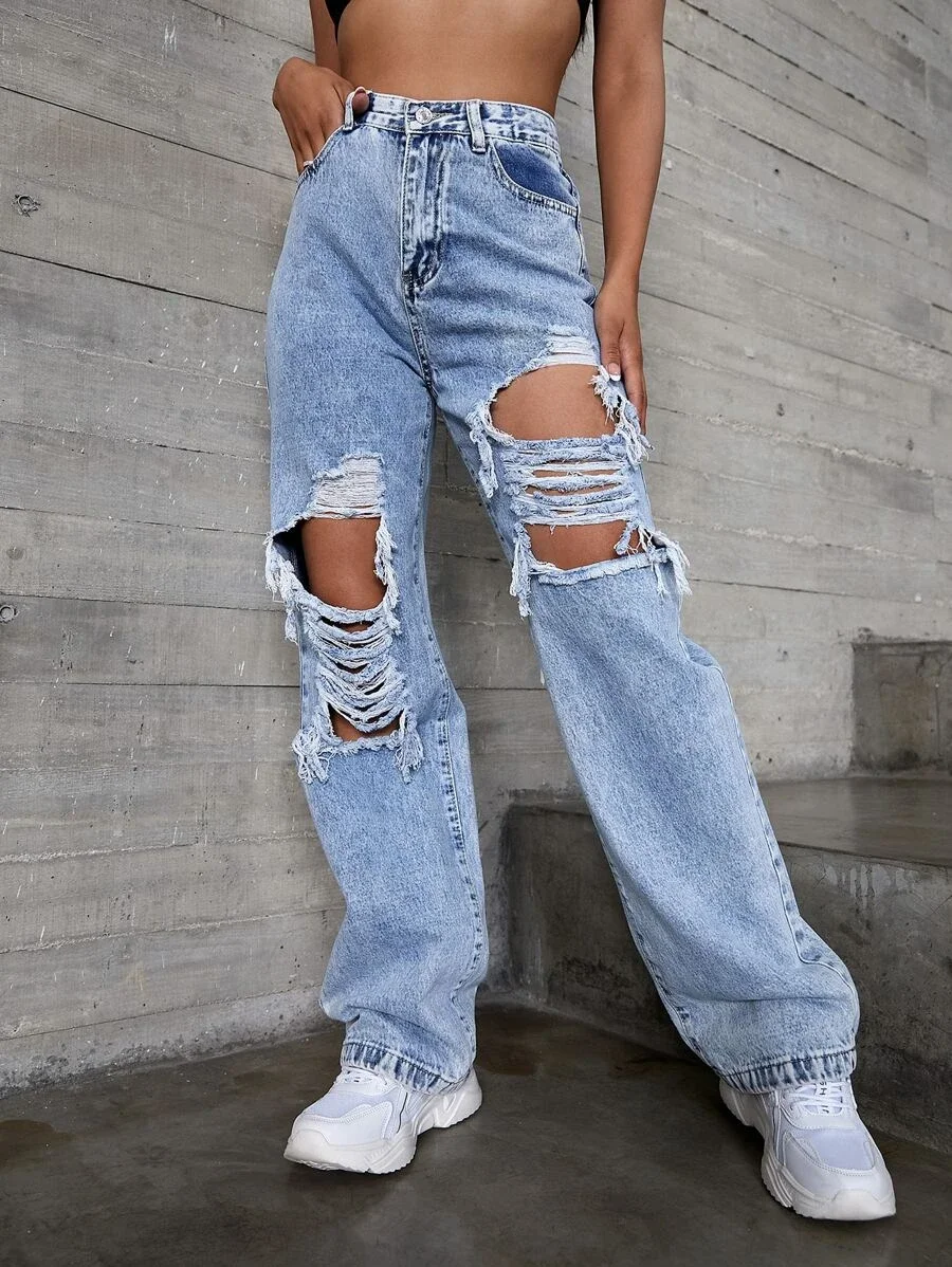 2023 cintura alta tornozelo-comprimento denim calças femininas plus size  bordado alta elástica tubo reto jeans apertados - AliExpress