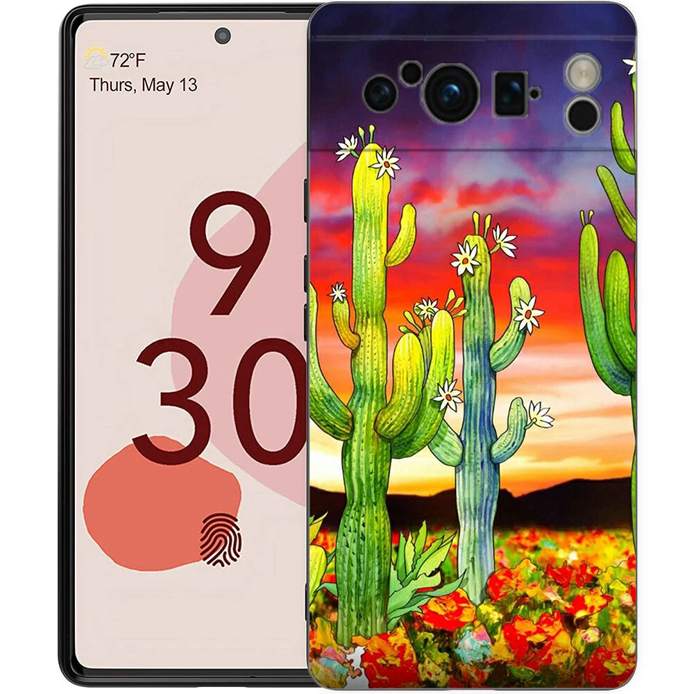 Succulent Design Shockproof Silicone Phone Case - Soft TPU Protective Cover