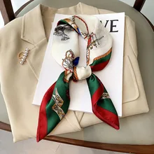 Luxury Print Silk Square Scarf Women Spring Neck Tie Shawl Wraps Female 70cm Hair Hand  Wrist Headkercheif Hijab Bandana 2022