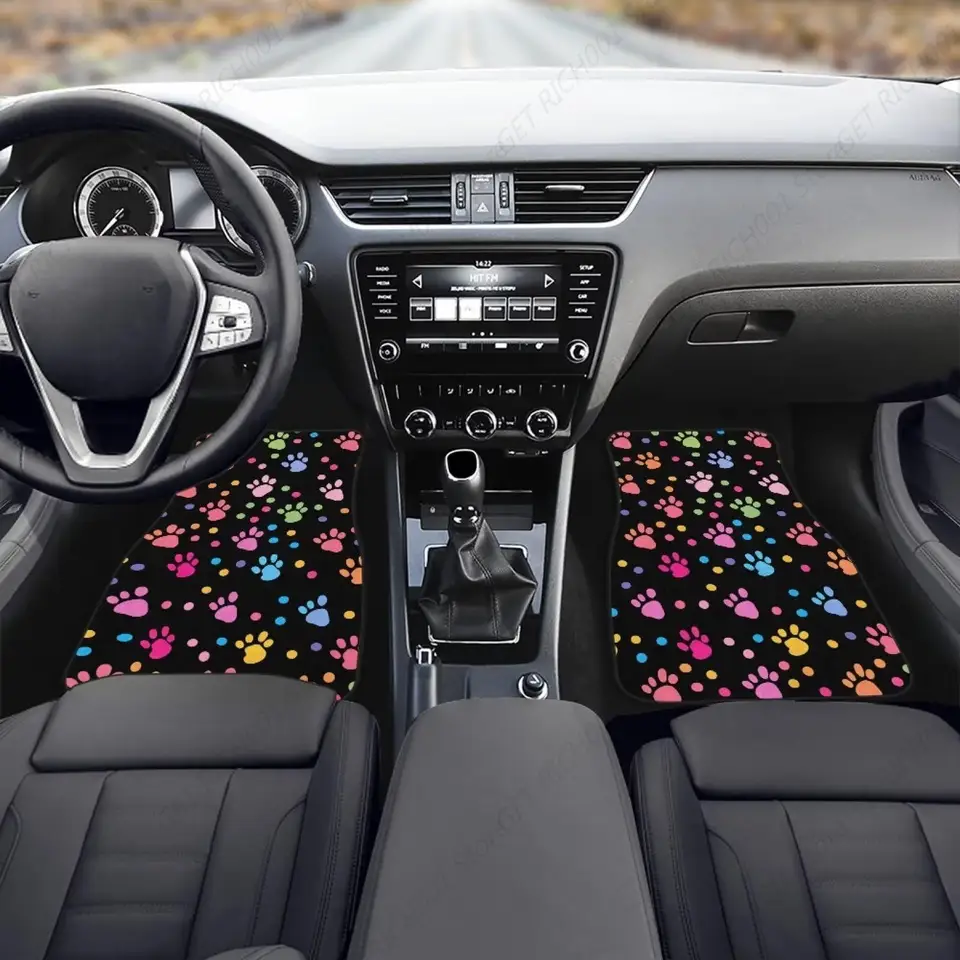 Set 4 Tappetini Auto Decorativi Cuore E Zampa Di Cane - Universali In Gomma Impermeabile, Per Sedili Anteriori E Posteriori, SUV E Berlina