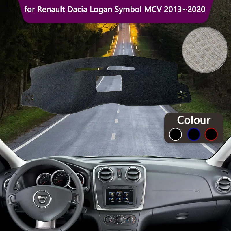 Car Dashboard Cover Board Mat Carpet for Renault Dacia Logan Symbol MCV 2  II 2013~2020 Sunshade Pad Anti-sun Cushion Accessories