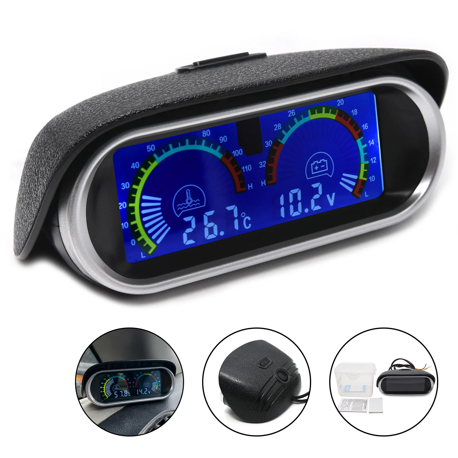 2 In 1 LCD Digital Car Truck Water Temp Gauge 1/8 NPT Temperature Sensor + Voltmeter Volt Voltage Meter 12V 24V led voltmeter,automobile gauge,temperature sensor,lcd gauge voltmeter,motorcycle temperature gauge,digital temperature gauge,water temperature gauge
