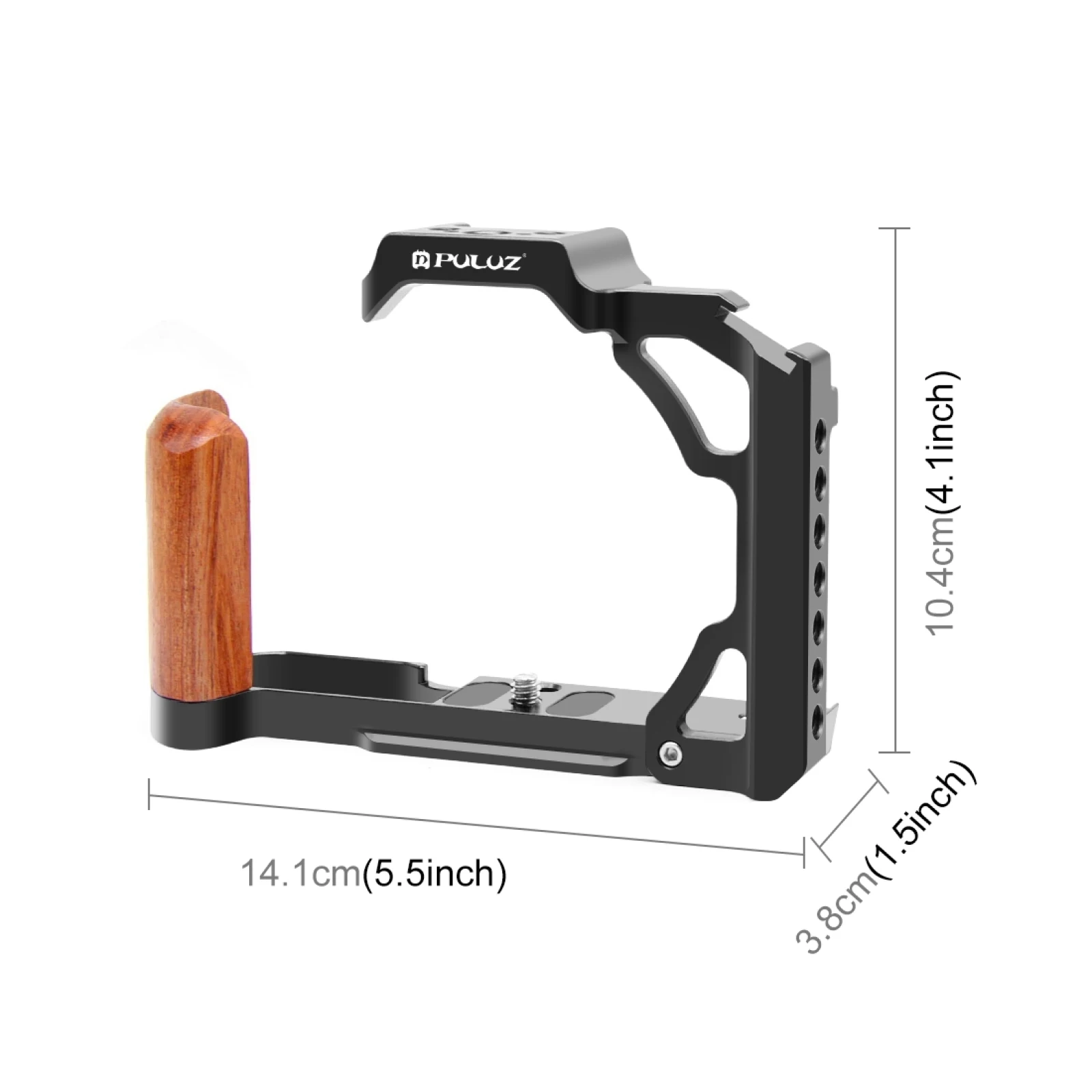 PULUZ für Nikon ZFC Holz Griff Metall Kamera Käfig mit 1/4 Schraube 3/8 zoll/Arri Positions Loch & Kalt schuh Stabilisator Rig – Detail 4