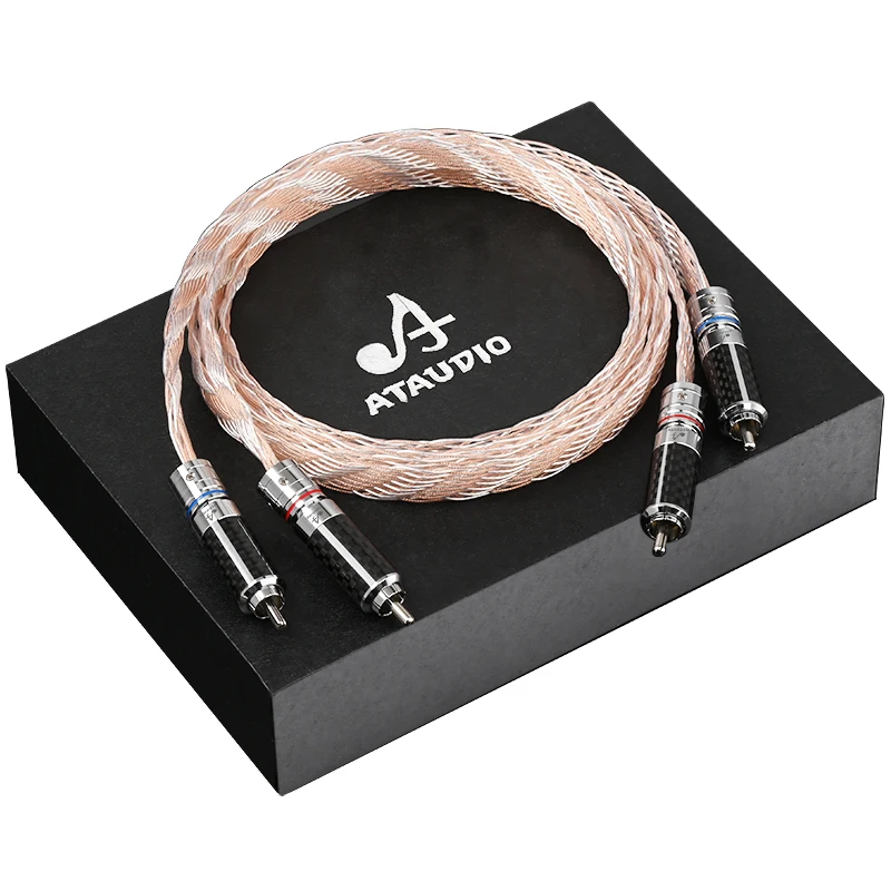 ATAUDIO 하이파이 RCA 케이블 7N OCC 혼합 단결정 은 2RCA to 2RCA 하이엔드 오디오 케이블 앰프 DAP용 남성-남성