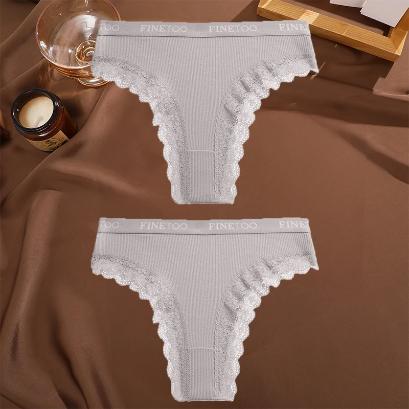 FINETOO Mutande da donna in cotone pizzo brasiliano, slip da donna