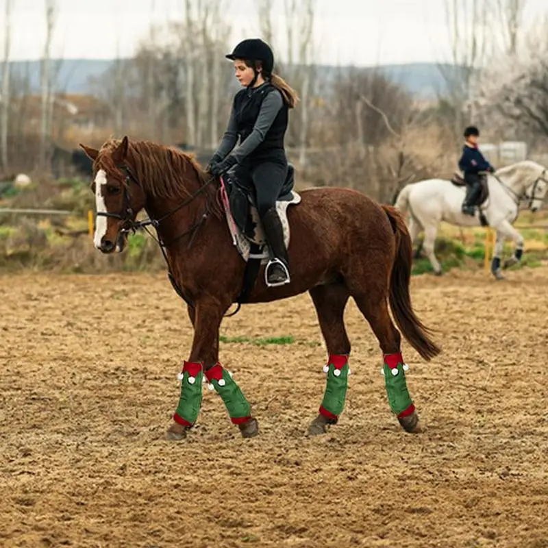 Horse Winter Leg Wraps 4X Winter Festival Horse Leg Wraps Plush Cold Weather Christmas New Year Brace