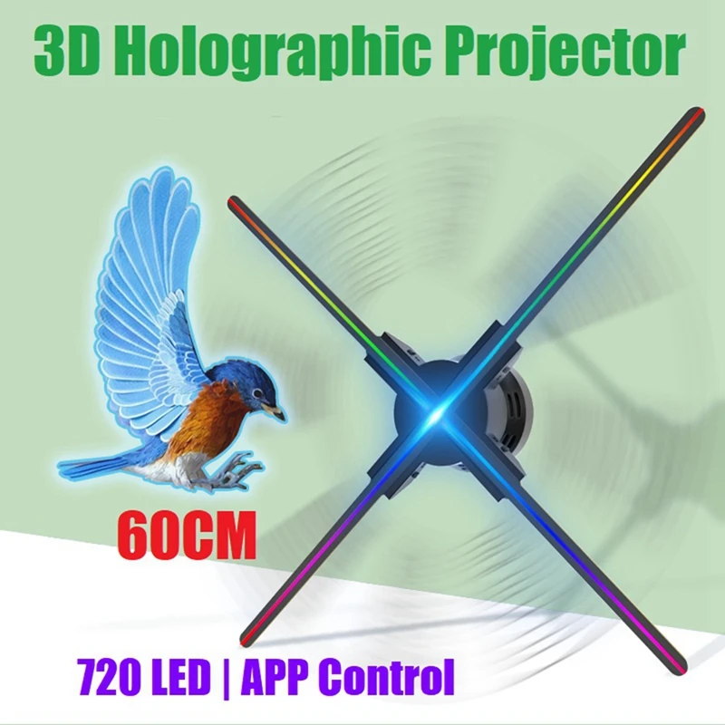 3D 홀로그램 프로젝터 앱 제어, 이미지 비디오 스토어 광고 디스플레이용, 720LED 홀로그램 플레이어 선풍기, 신제품
