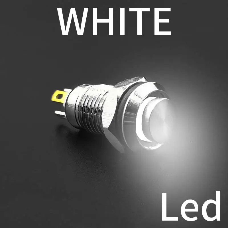 1NO High head Waterproof Metal Push Button Switch LED Light Self-locking/reset 3/6/12/24/220V 8/10/12/16mm Brass nickel plating - Image 11