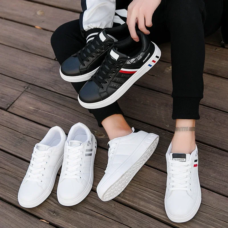 Sports Shoes Men Sneakers Casual Shoes Men Flats Lightweight Pu Leather Breathable Shoe Mens White Sports Tenis Shoes