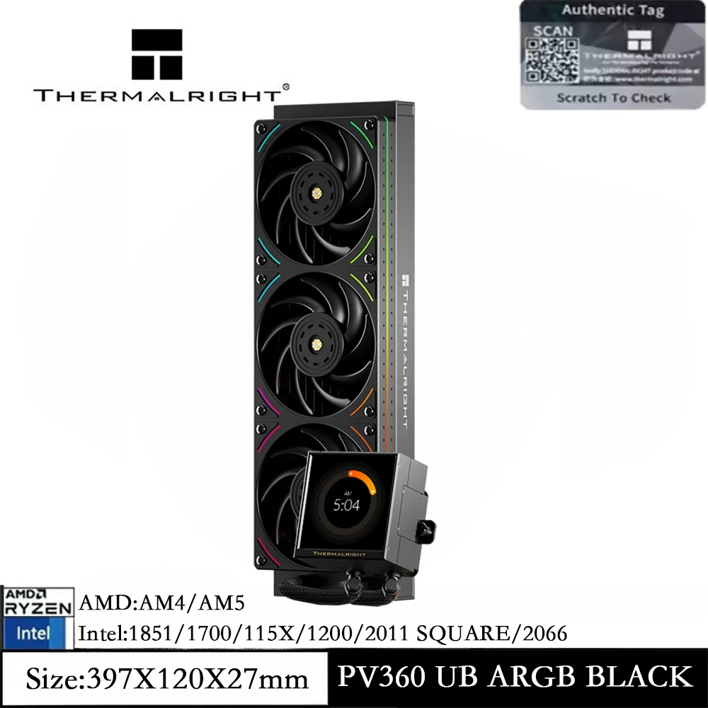 Thermalright Peerless Vision 360 UB ARGB ブラック CPU Aio クーラー
