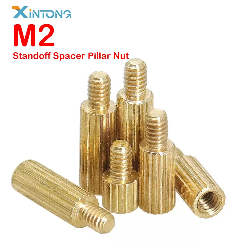 M2 Solid Brass Standoff Spacer Pillar Male Female Screws Knurled Round Pillars Nuts