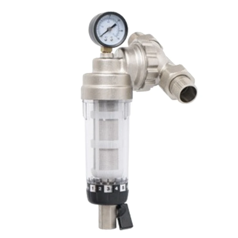 Whole House Central Filter High-Flow Tap Water Filter Reusable Sediment Water Nickel-Plated 4-Point Joint