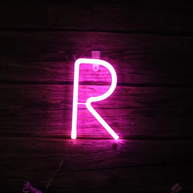 Lettres Néon LED Rose - Alphabet, Lampe De Nuit, Piles Ou USB, Décoration Murale Salon/chambre