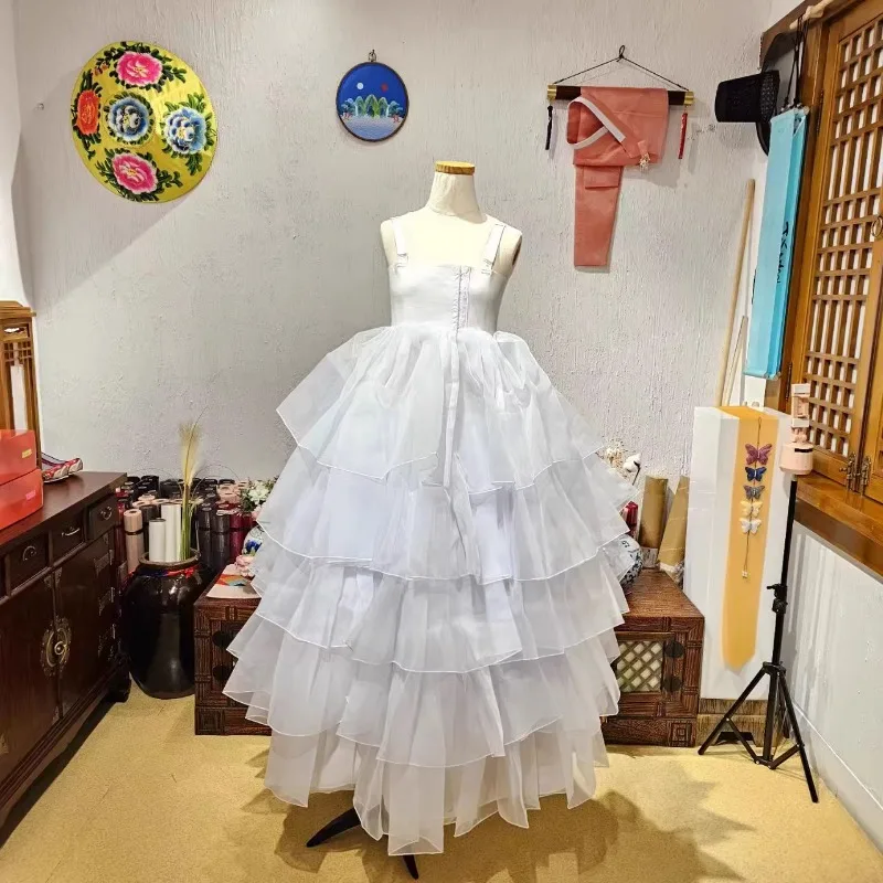 5-layer Large Tent Hanfu Underskirt Tent Hanfu Accessories European and American Fashion Trends ivory 4 layers no hoops petticoat underskirt for ball gown wedding dresses bridal gowns wedding accessories crinoline jupon