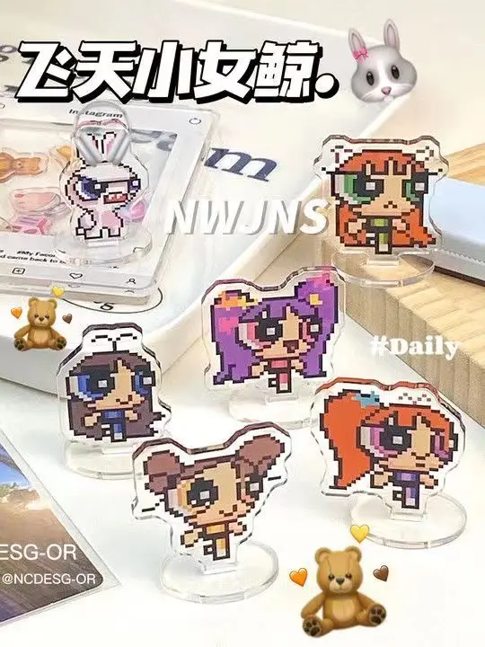 6Pcs Anime The Powerpuff Girls Newjeans Returns Cartoon Figure Acrylic Stand Desktop Decoration Idol Chasing Rabbit Diy Decor