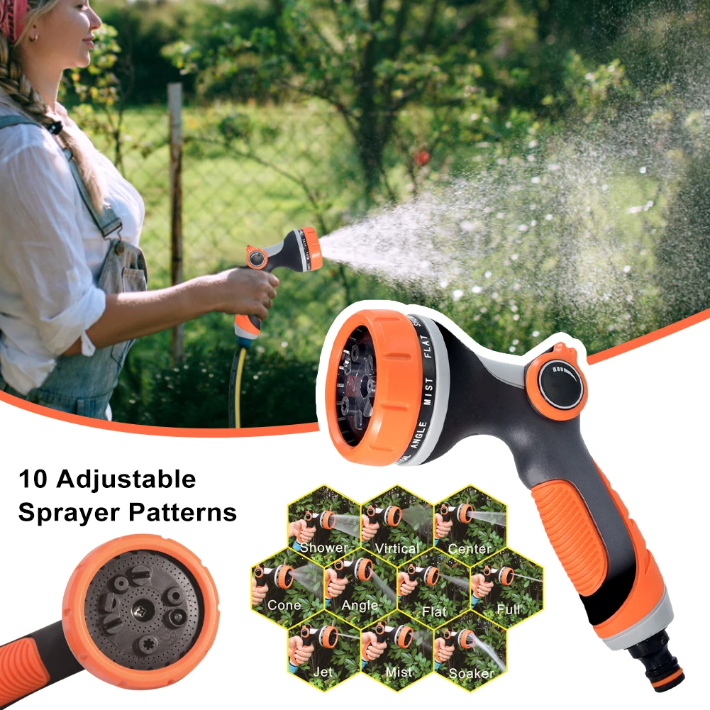 

10 Modes Car Washing Tool High Pressure Watering Gun Garden Hose Spray Nozzle Thumb Control Nozzle Sprayer Plant Yard Sprinkler