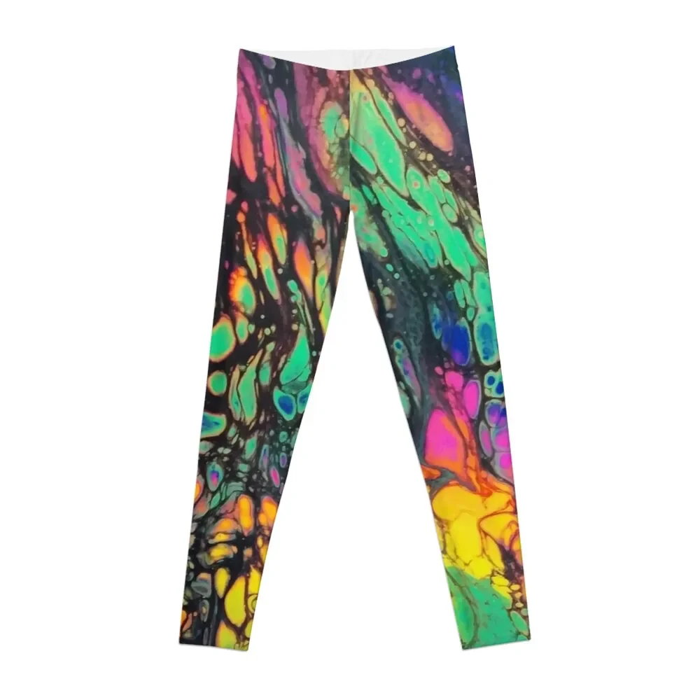 

Neon Acrylic Pour Art Leggings sports for push up Women's gym gym's clothing Womens Leggings
