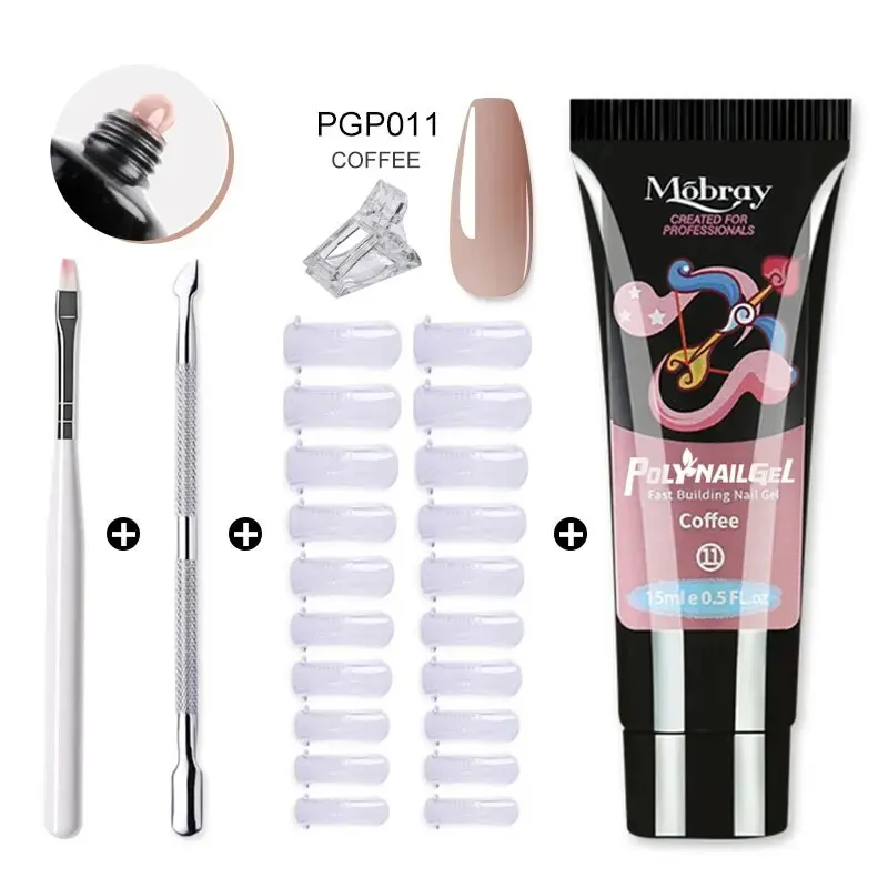 15ml Nail Gel Set Full Manicure Kit Poly Nail Gel Set Quick Extension Nail Kit Gel Building Poly Gels Set For Nails Tool Kit 4
