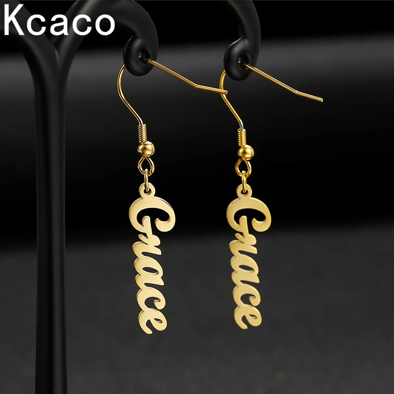 1 Pair Custom Name Drop Earrings for Women Girls Personalized Stainless Steel Gold Plated Letters Dangle Earrings Jewelry