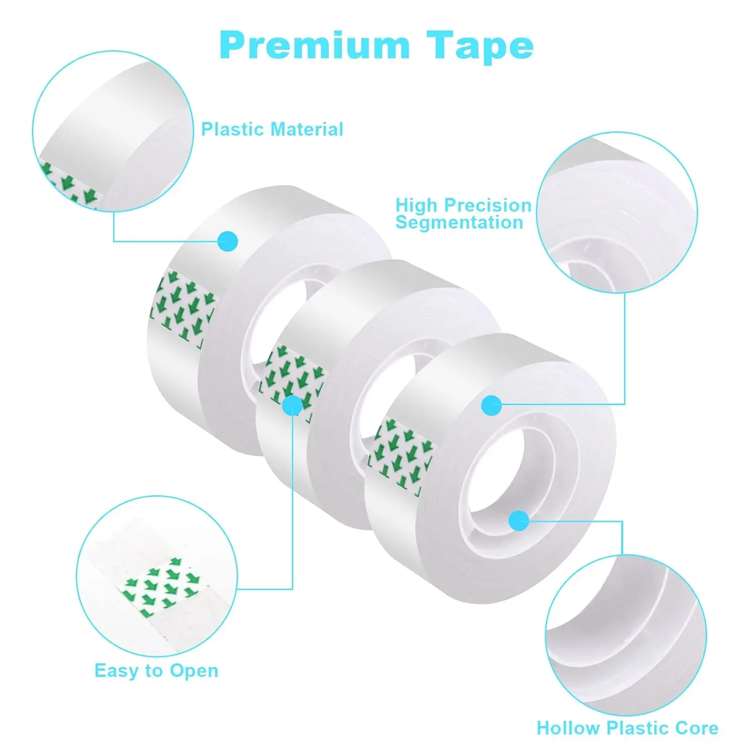Clear Transparent Adhesive Tape – Multipurpose Rolls for Gift Wrapping, Packing, Home, Office, and School Use