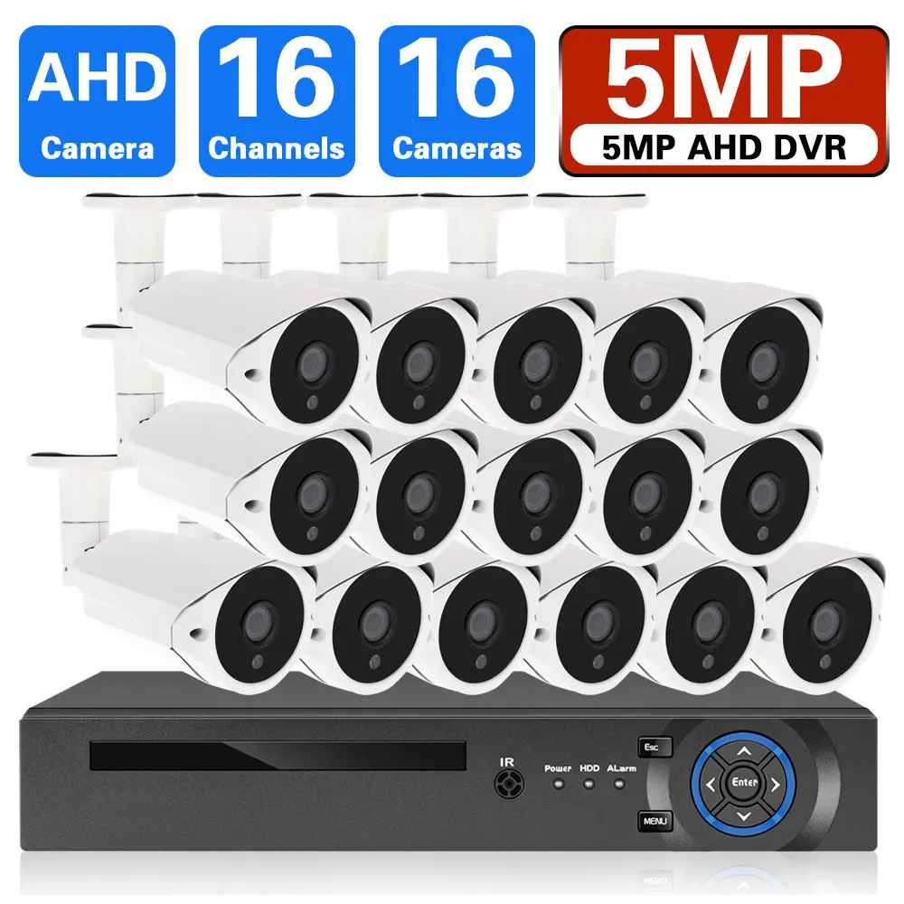 AHD DVR 16CH 8CH Security Camera System 5MP CCTV Camera System Waterproof CCTV Video Recorder Face Detection Analog Cam Kit P2P