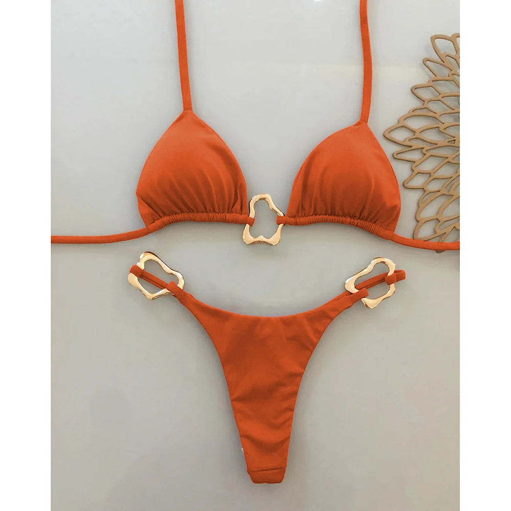 Sexy Halter Micro Bikini 2025 Women Swimsuit Solid Swimwear Thong Bikinis Set Brazilian Beach Wear Bathing Suit Biquini Female