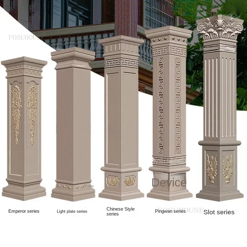 Roman Column Mold Square Column Model Mation Embossed Flower Wall Decoration Villa Gate Cement Square European Decorative