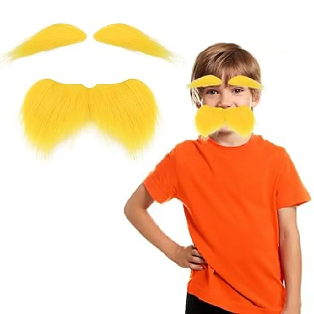 Party Masks Yellow Mustache Eyebrows Set Fake