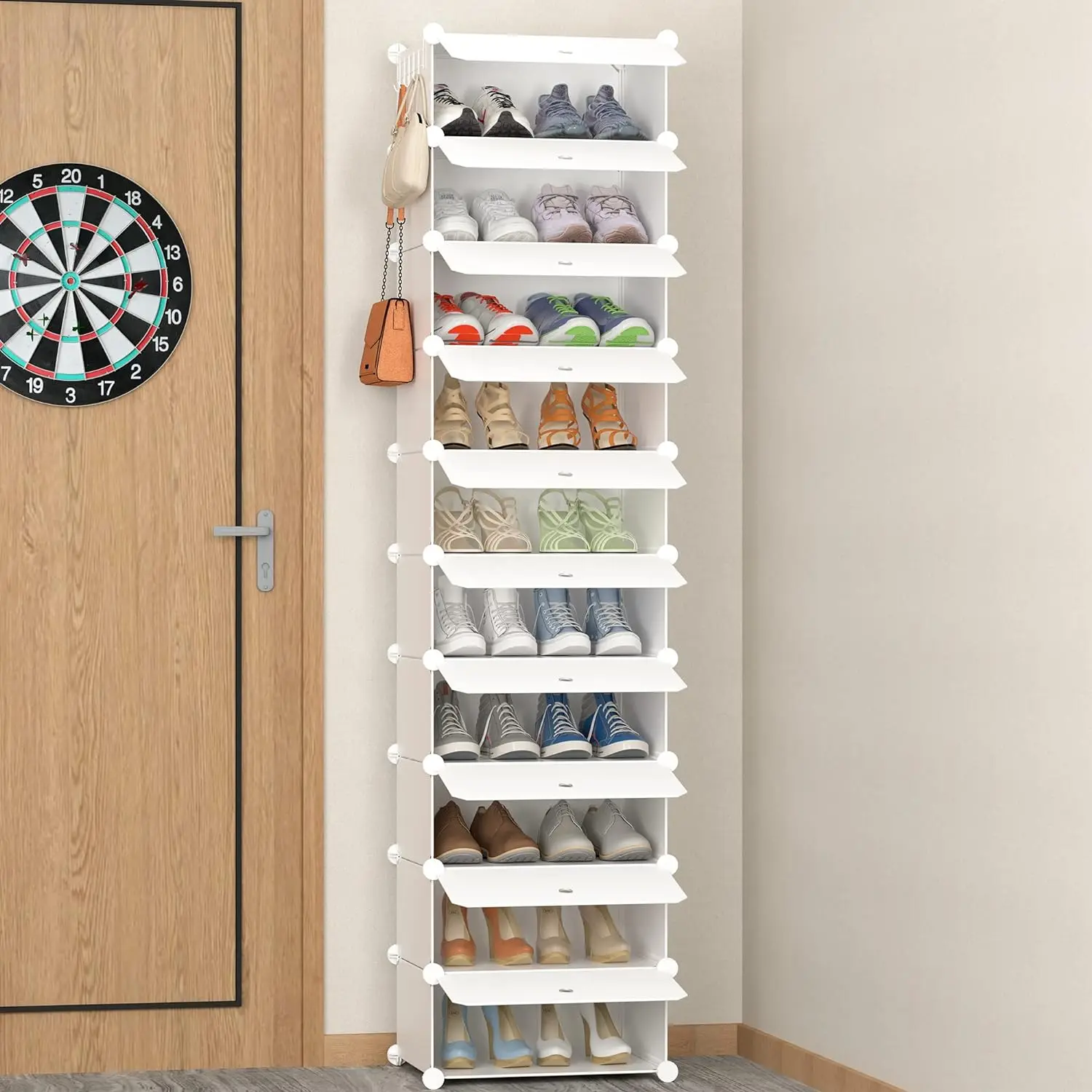 HOMIDEC homidec shoe rack, 8 tier shoe storage cabinet 32 pair plastic shoe shelves  organizer for closet hallway bedroom entryway