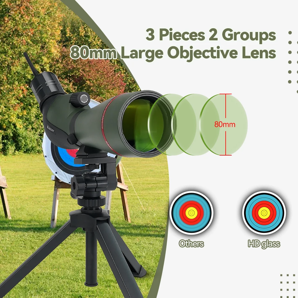 SVBONY SA412 Spotting Scope 20-60X80 HD FMC With SC001 WIFI Camera Upgraded Adjustable Desktop Tripod For Middle-range Shooting