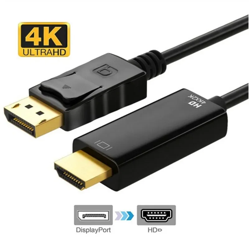 Displayport To HDMI Adapter HDMI Cable Adapter 4K 30Hz DP to HD for PC HDTV Projector Laptop