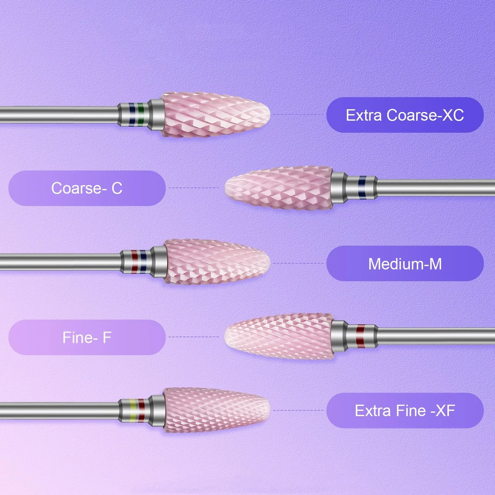 

Pink Ceramic E-file Bits 3/32'' Professional Nail Drill Bits for Manicure Pedicure Cuticle Gel Nail Remove Nails Accessories