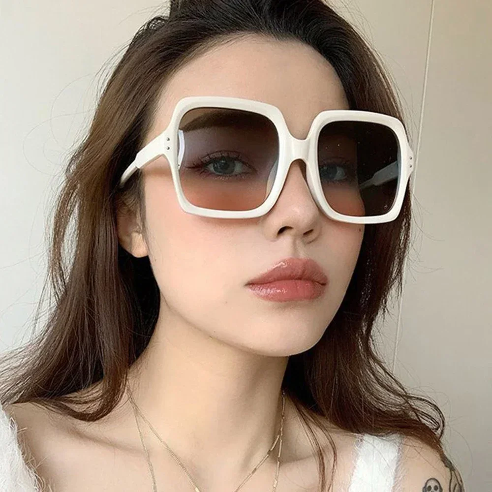 Vintage Oversize Quadratische Sonnenbrille Frauen Schwarz Farbverlauf Mode Luxus Marke