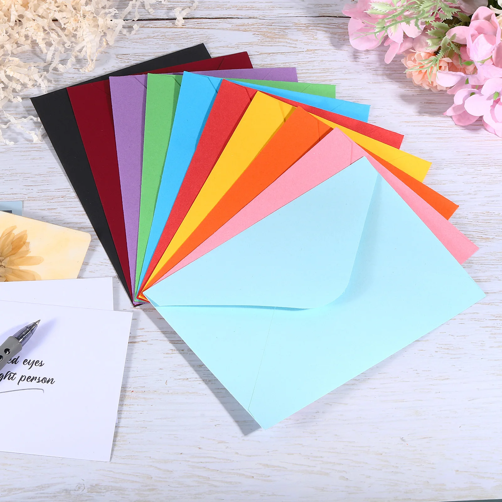 100Pcs Multicolor Mini Envelopes Blank Paper Envelope Gift Cards Business Cards Envelope for Wedding Party Invitation Graduation