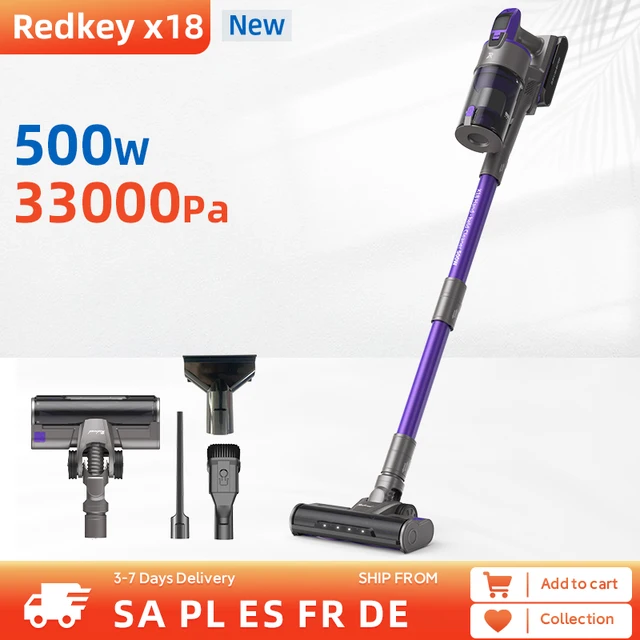 REDKEY x18 Cordless Vacuum Cleaner 500W 33000Pa High Power Lntelligent Dust Recognition 1.6L Gustbin Capacity Removable Battery 1