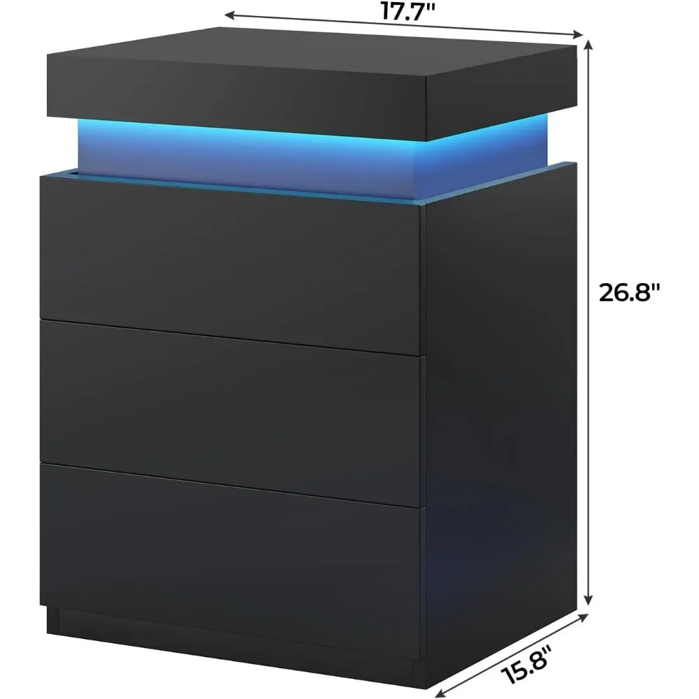 Nightstands Set of 2, Charging Station and Sliding Top, Bedside Table with Power Outlets & Drawers,  Nightstands 5