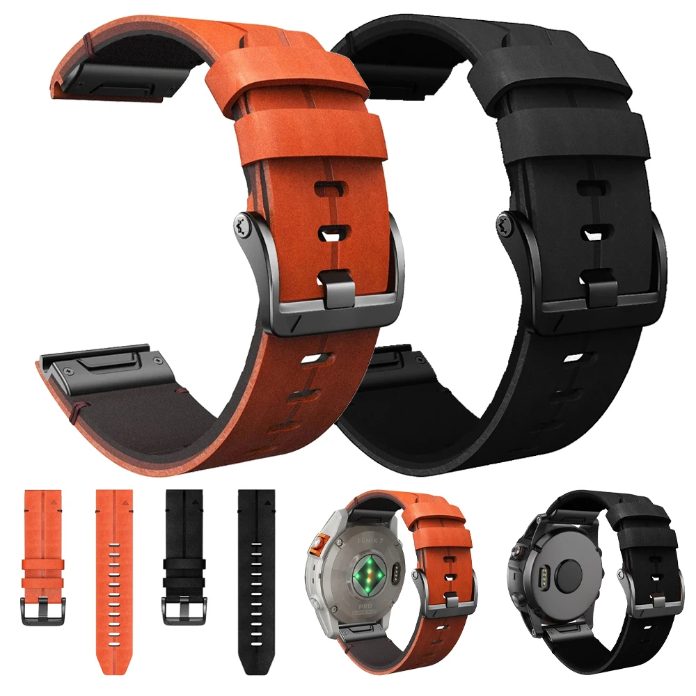 

Ремешок из натуральной кожи для Garmin спуска Mk3i 51 мм Mk2, браслет для Garmin Enduro 2 MARQ/Epix Gen 2, быстрое звено, 22 26 мм