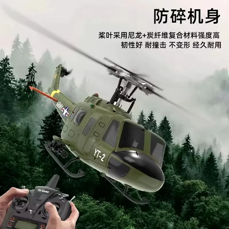 Yuxiang F07 Huey UH1D Realistic Remote Control Helicopter Six Channel 3D Stunt Helicopter High Simulation Model Aircraft Toy Gif 3