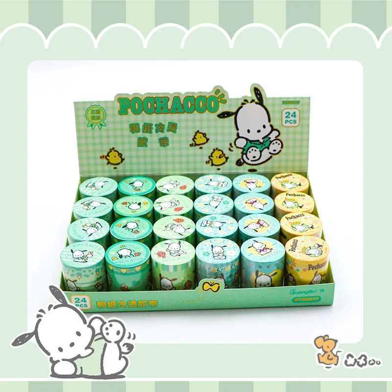 

6/24pcs Sanrio Stationery Pochacco Stickers Anime Cartoon Printing Tape Decor Sticker Children's Handbooks Stickers Wholesal
