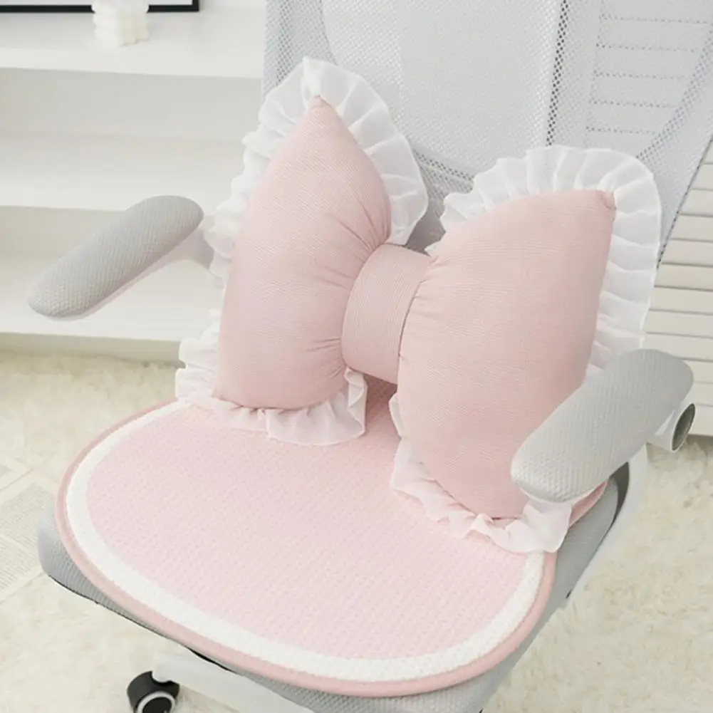 Pink Bow-shaped Pillow Ruffle Lace Decor Plush PP Cotton Filling Pillow Bed Couch Sofa Support Pillow Car Seat Companion Pillows 2