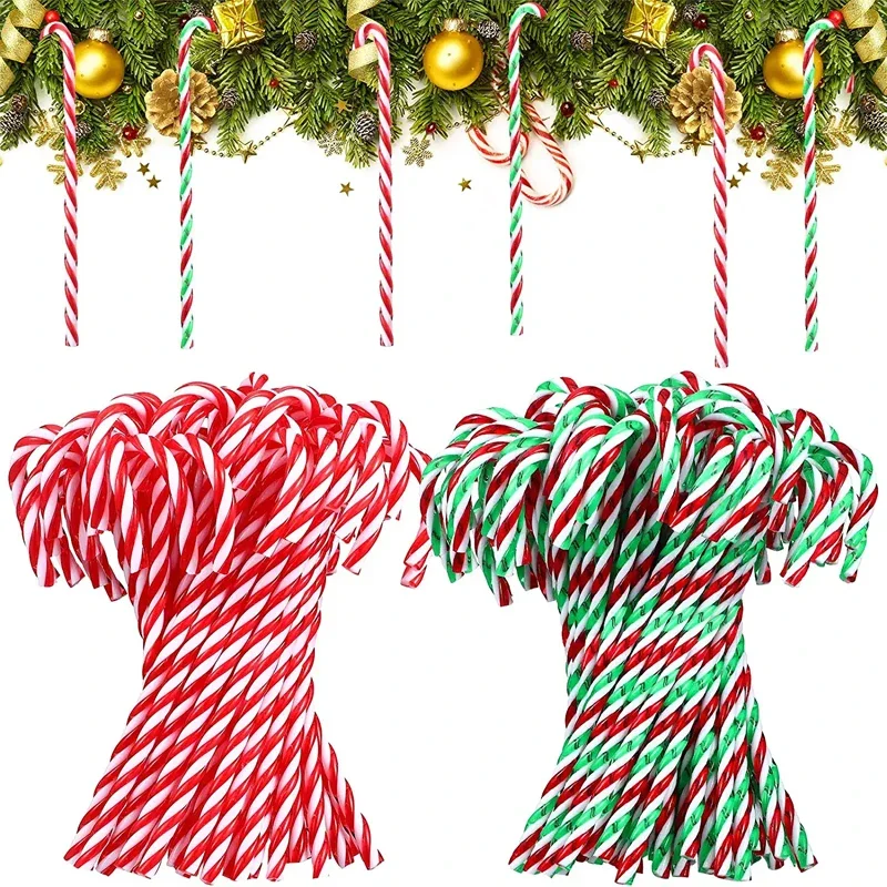 20Pcs Natale Acrilico Candy Canes Twisted Stampella Albero Di Natale Ornamenti Appesi Festa Di Capodanno Decorazioni Per La Casa Giocattolo Regalo Per