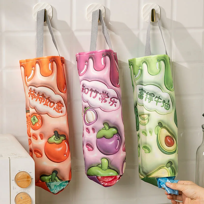 Garbage bag storage tool kitchen plastic bag large capacity collector household wall mounted storage hanging bag 6