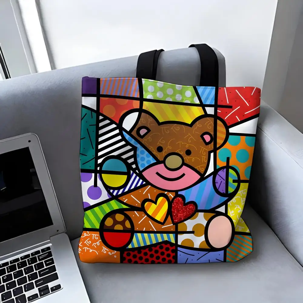 Double-Sided Printed Canvas Tote Bag - Eco-Friendly Reusable Handbag by Romero Britto
